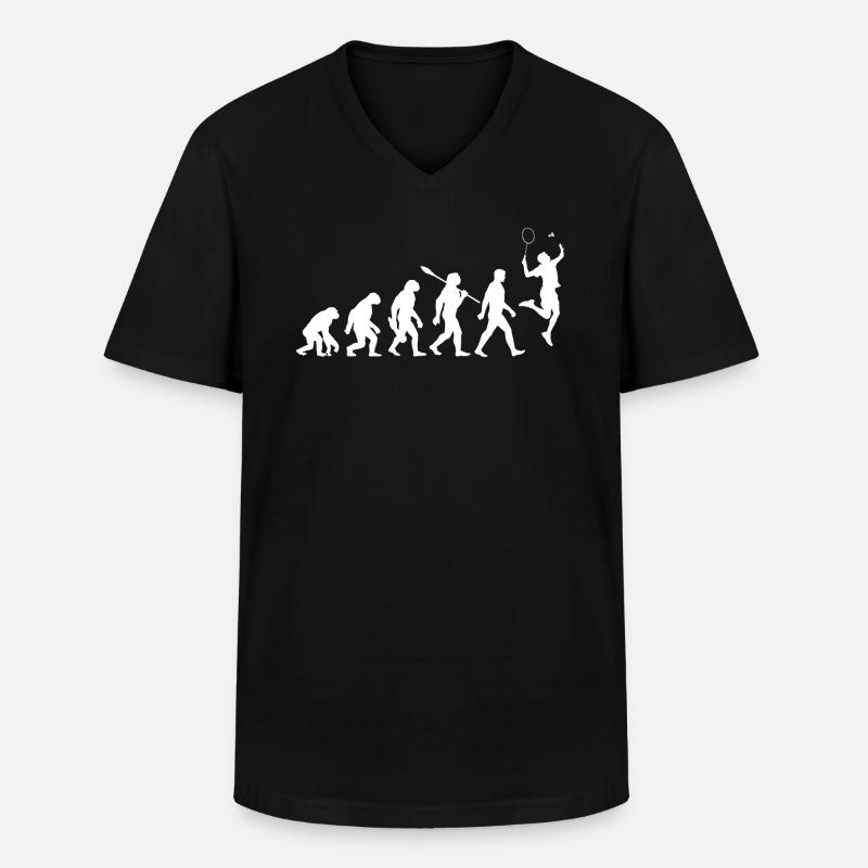 Evolution - Badminton - Sport - Männer-T-Shirt mit V-Ausschnitt - Schwarz