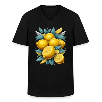 Lemons - Men's V-Neck T-Shirt - black - Front - AI Model Male 178 dark (178cm)