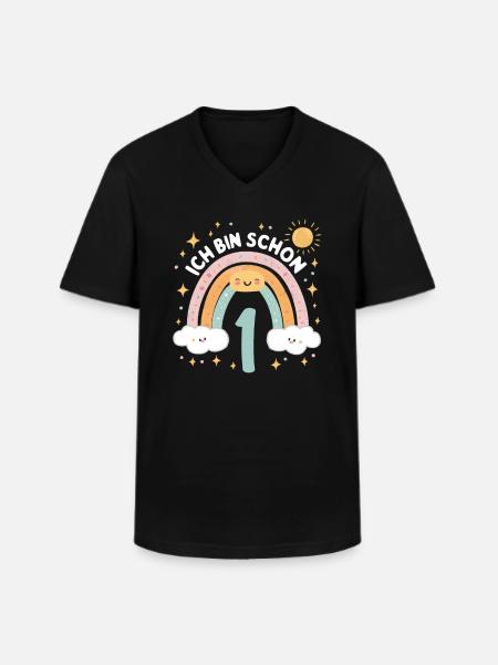1st Birthday Shirt Rainbow Cloud - Men's V-Neck T-Shirt - black