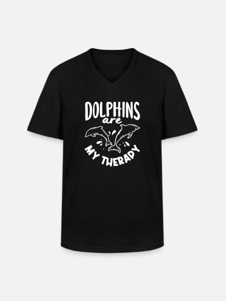 Dolphins are my therapy - Men's V-Neck T-Shirt - black