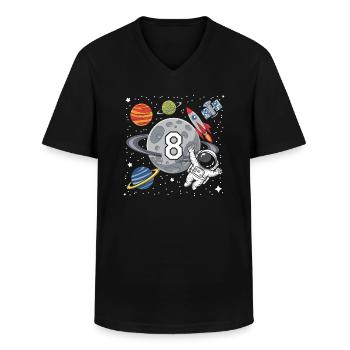8. Geburtstag Jungen 8 Jahre Astronaut Geburtstag - Männer-T-Shirt mit V-Ausschnitt - Schwarz - Vorne - AI Model Male 178 dark (178cm)