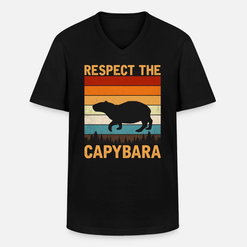 Capybara - Männer-T-Shirt mit V-Ausschnitt - Schwarz
