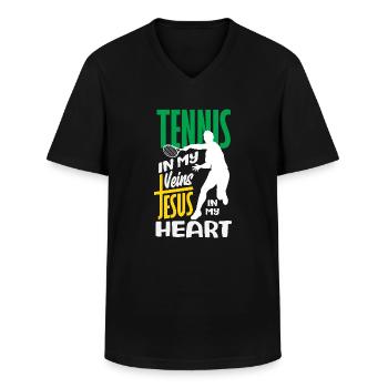 Lustiges Tennis Tennisspieler Geschenk - Männer-T-Shirt mit V-Ausschnitt - Schwarz - Vorne - AI Model Male 178 dark (178cm)