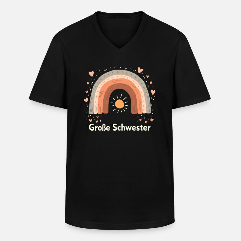 Große Schwester Regenbogen Boho - Männer-T-Shirt mit V-Ausschnitt - Schwarz