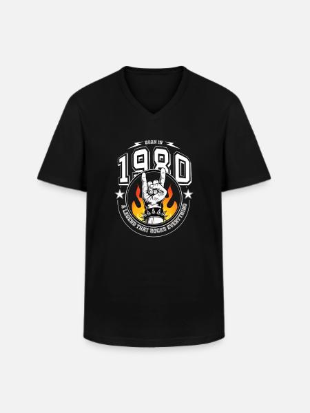 1980's birthday, everything rocks - Men's V-Neck T-Shirt - black