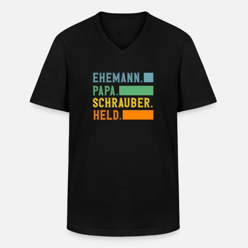 Ehemann Papa Schrauber Held - Männer-T-Shirt mit V-Ausschnitt - Schwarz