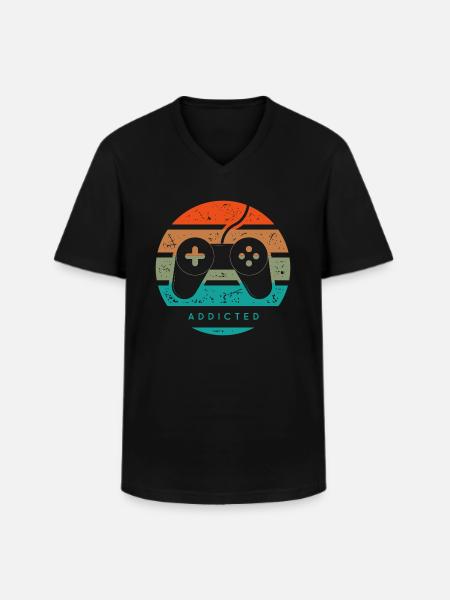 addicted video games - Men's V-Neck T-Shirt - black