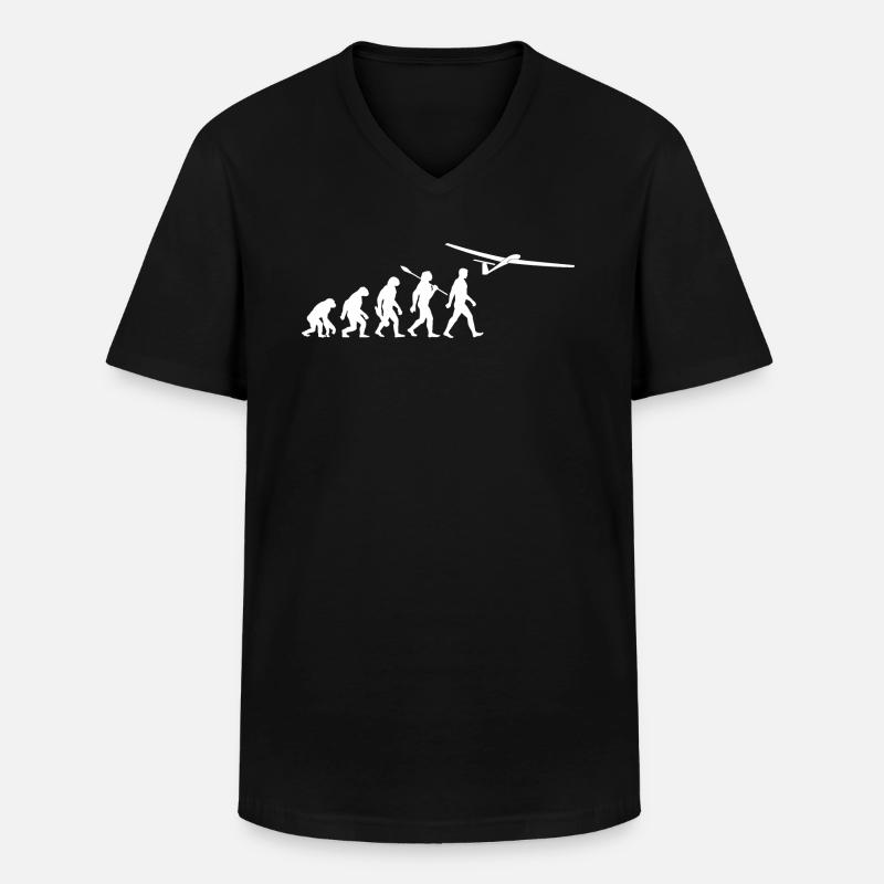 Evolution Segelflieger - fliegen - Segelflugzeug - Männer-T-Shirt mit V-Ausschnitt - Schwarz