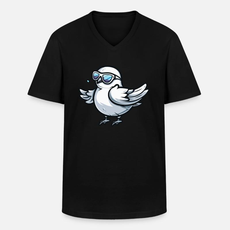 Taube Vogel Cool Tier - Männer-T-Shirt mit V-Ausschnitt - Schwarz