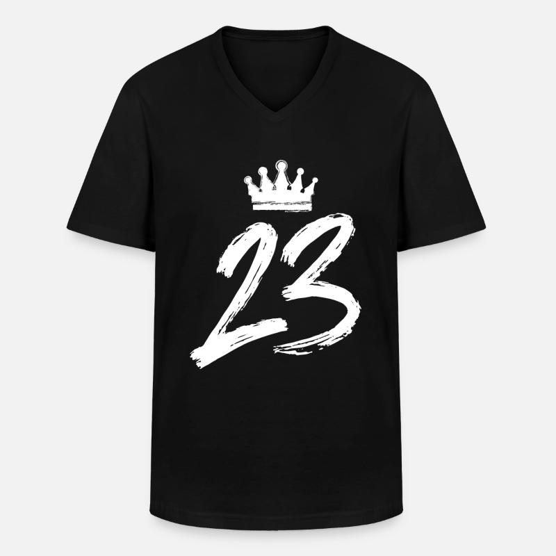 23 Zahl Krone - Männer-T-Shirt mit V-Ausschnitt - Schwarz