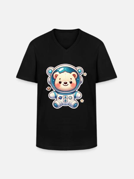 Teddybär Astronaut - Männer-T-Shirt mit V-Ausschnitt - Schwarz