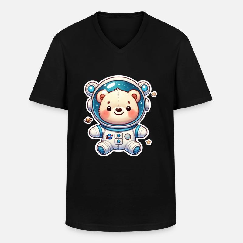 Teddybär Astronaut - Männer-T-Shirt mit V-Ausschnitt - Schwarz