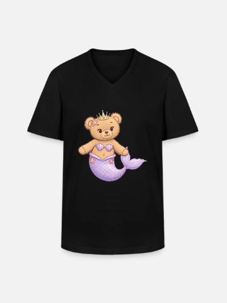 Ours en peluche Sirène - T-shirt col V Homme - noir
