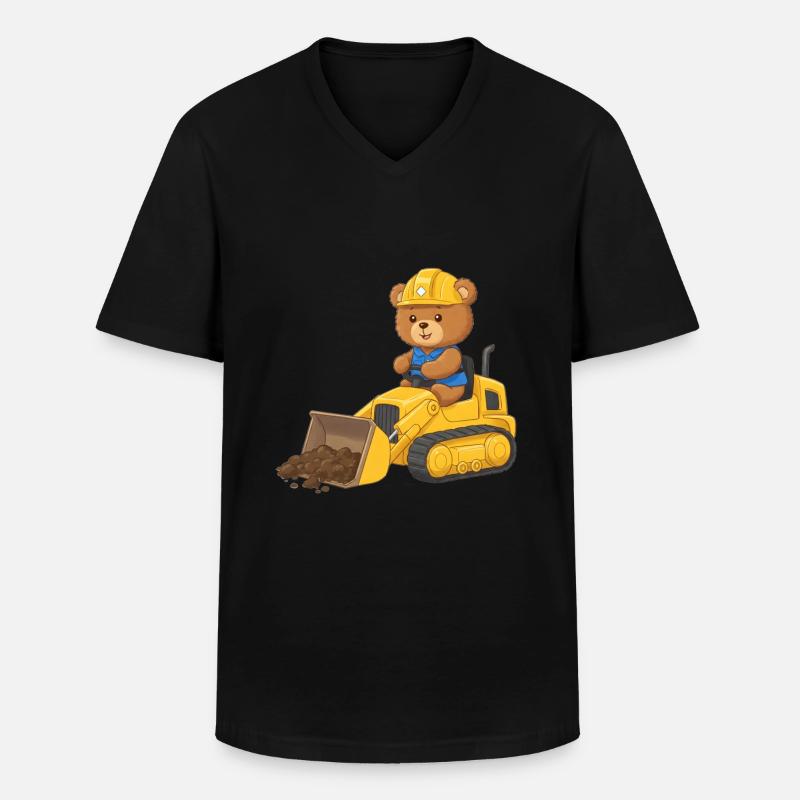 Teddybär Bauarbeiter - Männer-T-Shirt mit V-Ausschnitt - Schwarz
