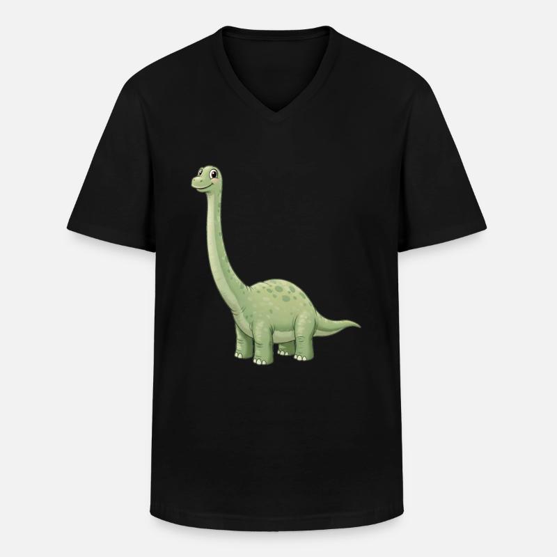 Dino Cartoon Brachiosaurus - Männer-T-Shirt mit V-Ausschnitt - Schwarz