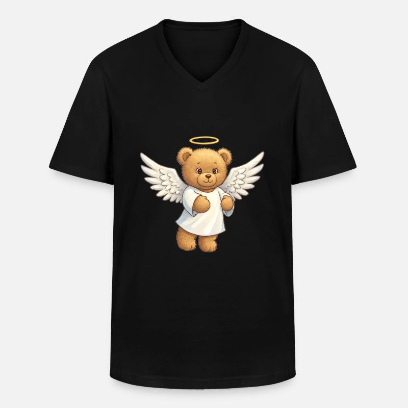 Teddybär Engel - Männer-T-Shirt mit V-Ausschnitt - Schwarz