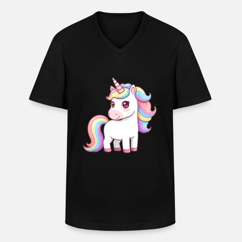 Tier Cartoon Einhorn - Männer-T-Shirt mit V-Ausschnitt - Schwarz