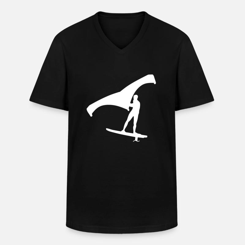 Wing Foilen - Männer-T-Shirt mit V-Ausschnitt - Schwarz
