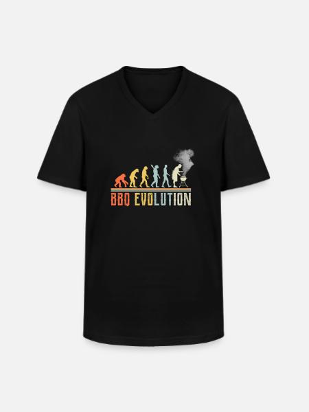 BBQ Evolution Lustiges Zitat - Männer-T-Shirt mit V-Ausschnitt - Schwarz