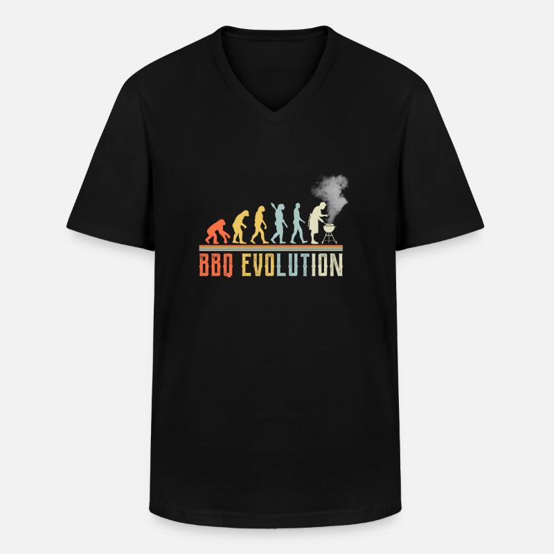 BBQ Evolution Citation amusante - T-shirt col V Homme - noir