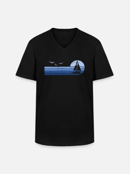 Voilier Sailor Sailboat Captain - T-shirt col V Homme - noir