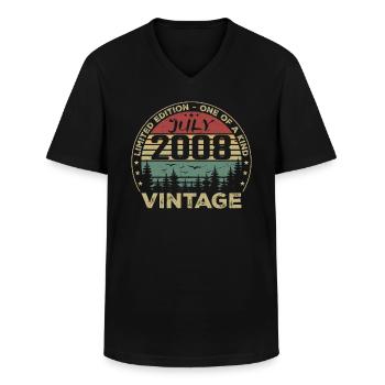 Juli 2008 Jahrgang 2008 Geburtstagsgeschenk - Männer-T-Shirt mit V-Ausschnitt - Schwarz - Vorne - AI Model Male 178 dark (178cm)