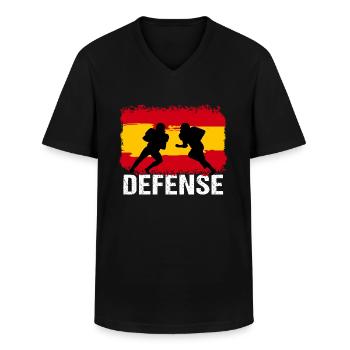 Football américain Espagne Défense - T-shirt col V Homme - noir - Devant - AI Model Male 178 dark (178cm)