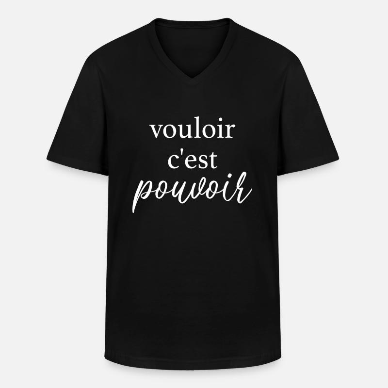 Französisch - Männer-T-Shirt mit V-Ausschnitt - Schwarz