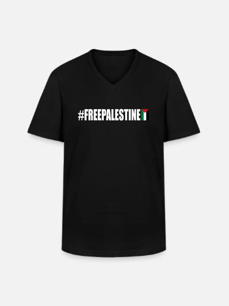 Free palestine - T-shirt col V Homme - noir