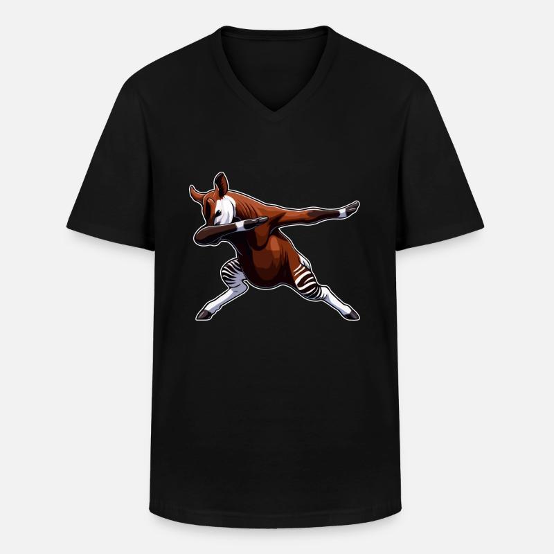 Okapi Animal Mignon Okapi - T-shirt col V Homme - noir