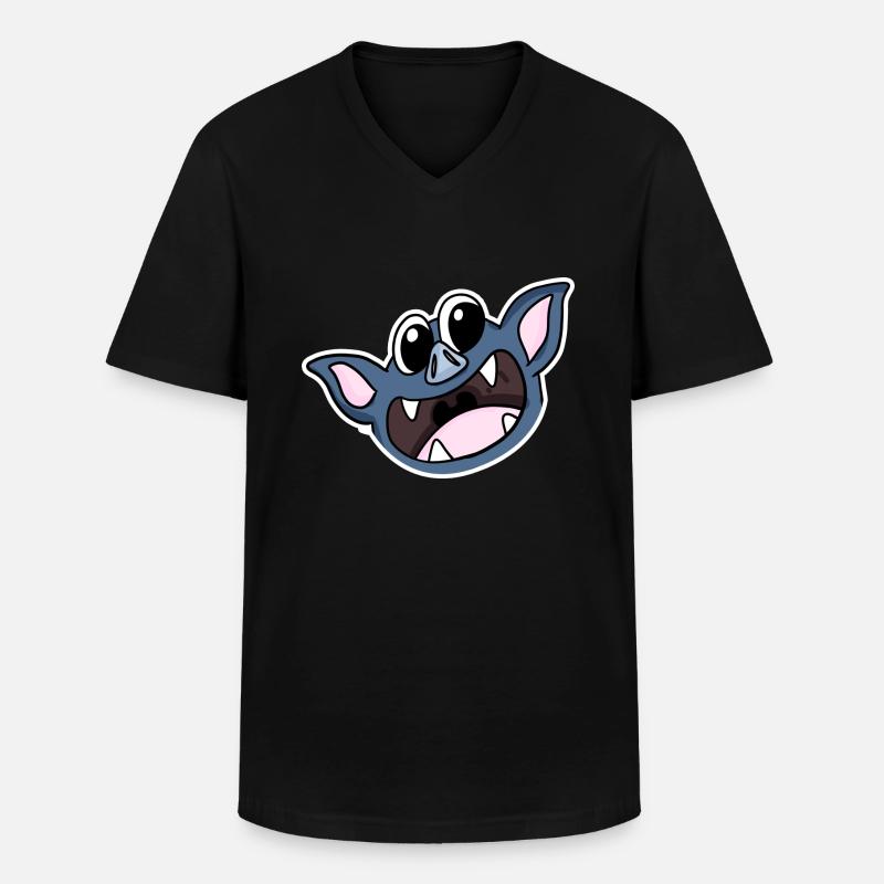 Fledermaus Kopf - Männer-T-Shirt mit V-Ausschnitt - Schwarz