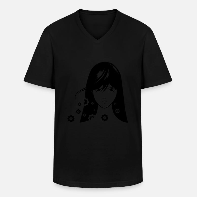 Mädchen Comic - Männer-T-Shirt mit V-Ausschnitt - Schwarz