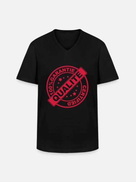 100%Garantie - Männer-T-Shirt mit V-Ausschnitt - Schwarz