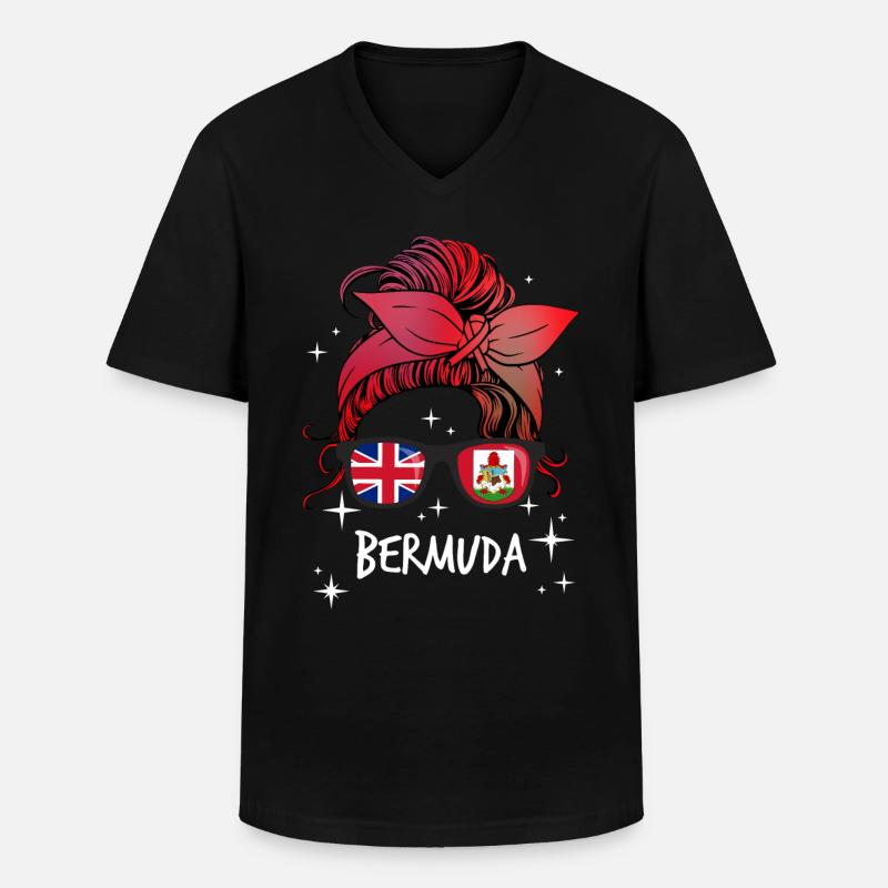 Bermuda - Männer-T-Shirt mit V-Ausschnitt - Schwarz