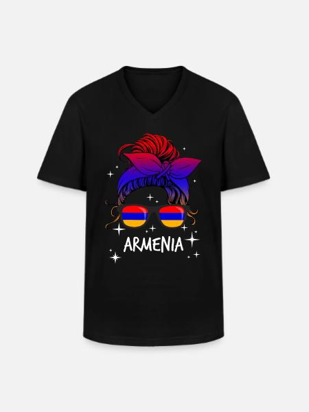 Armenia - Men's V-Neck T-Shirt - black