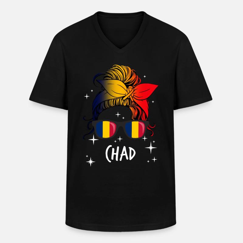 Tschad - Männer-T-Shirt mit V-Ausschnitt - Schwarz