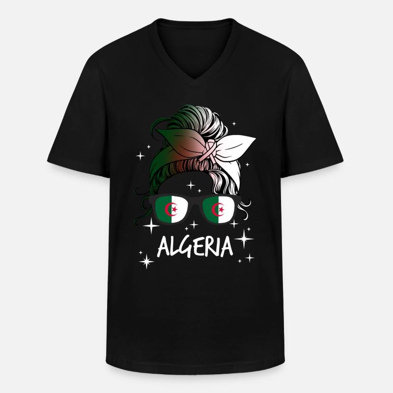 Algerien - Männer-T-Shirt mit V-Ausschnitt - Schwarz