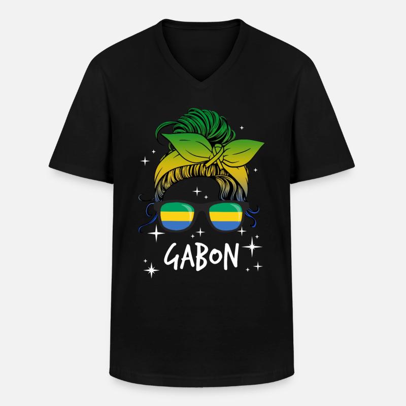 Gabun - Männer-T-Shirt mit V-Ausschnitt - Schwarz