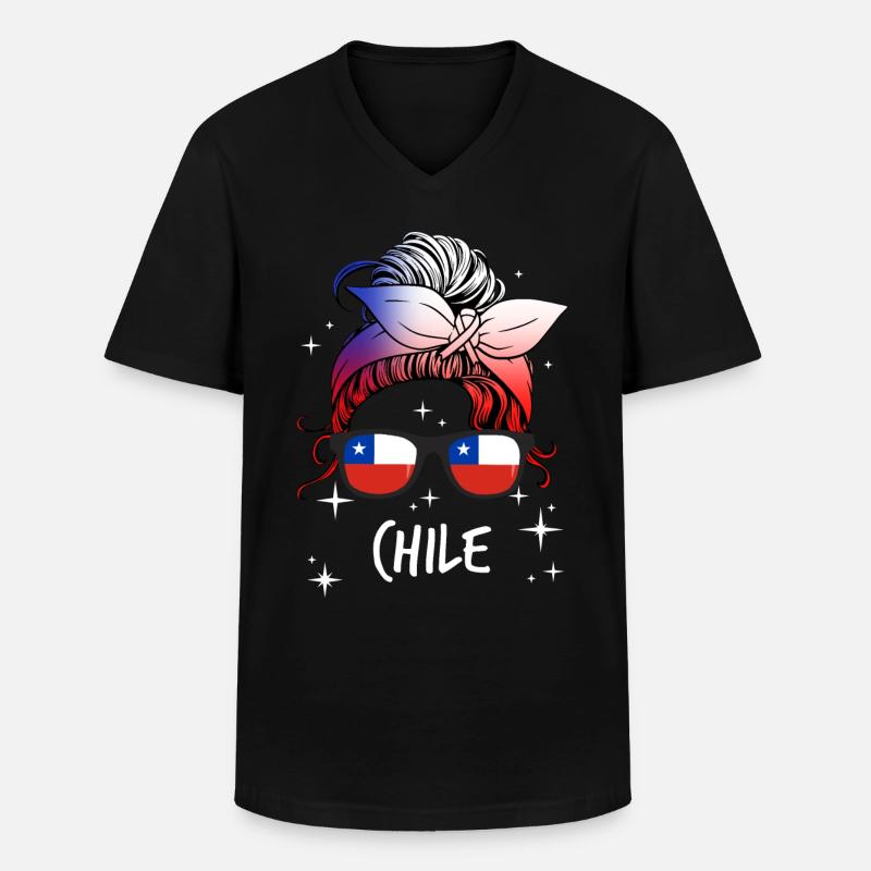 Chile - Männer-T-Shirt mit V-Ausschnitt - Schwarz