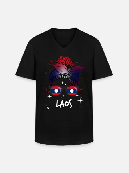 Laos - Men's V-Neck T-Shirt - black