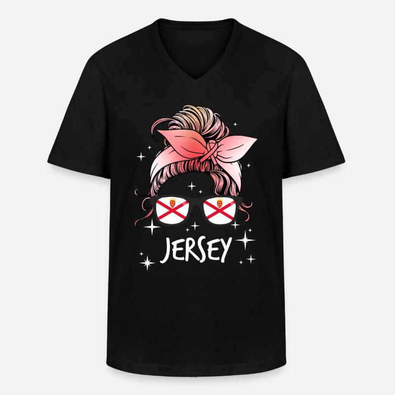 Jersey - Männer-T-Shirt mit V-Ausschnitt - Schwarz