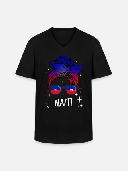 Haiti - Men's V-Neck T-Shirt - black