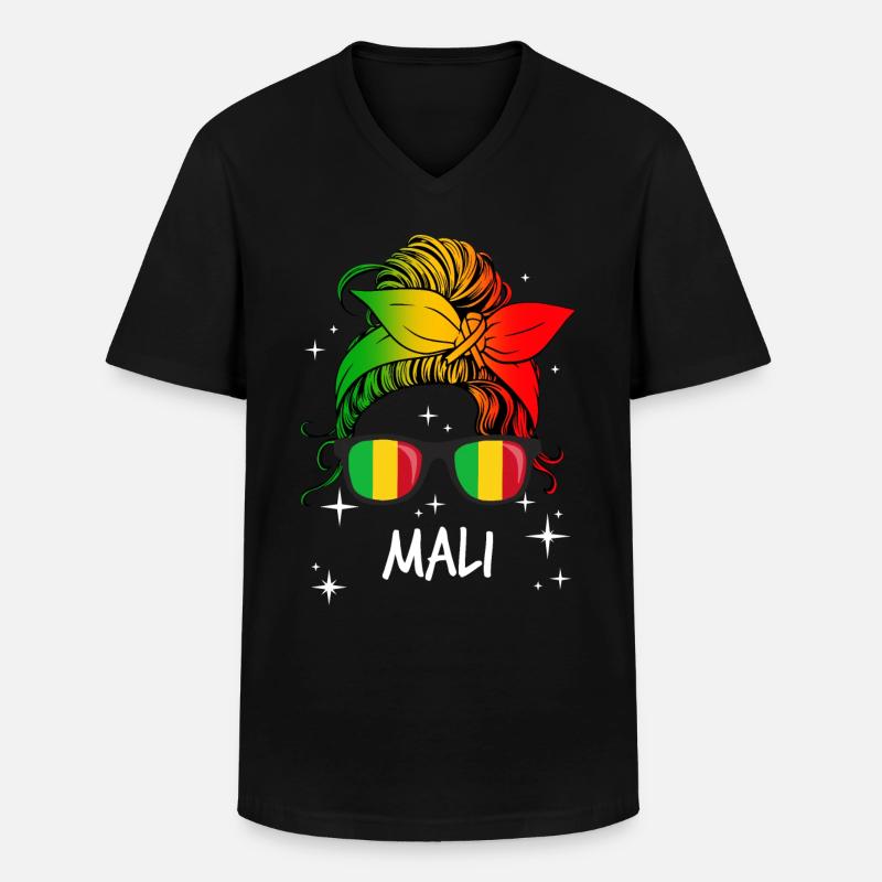 Mali - Männer-T-Shirt mit V-Ausschnitt - Schwarz