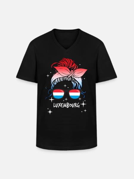 Luxembourg - Men's V-Neck T-Shirt - black