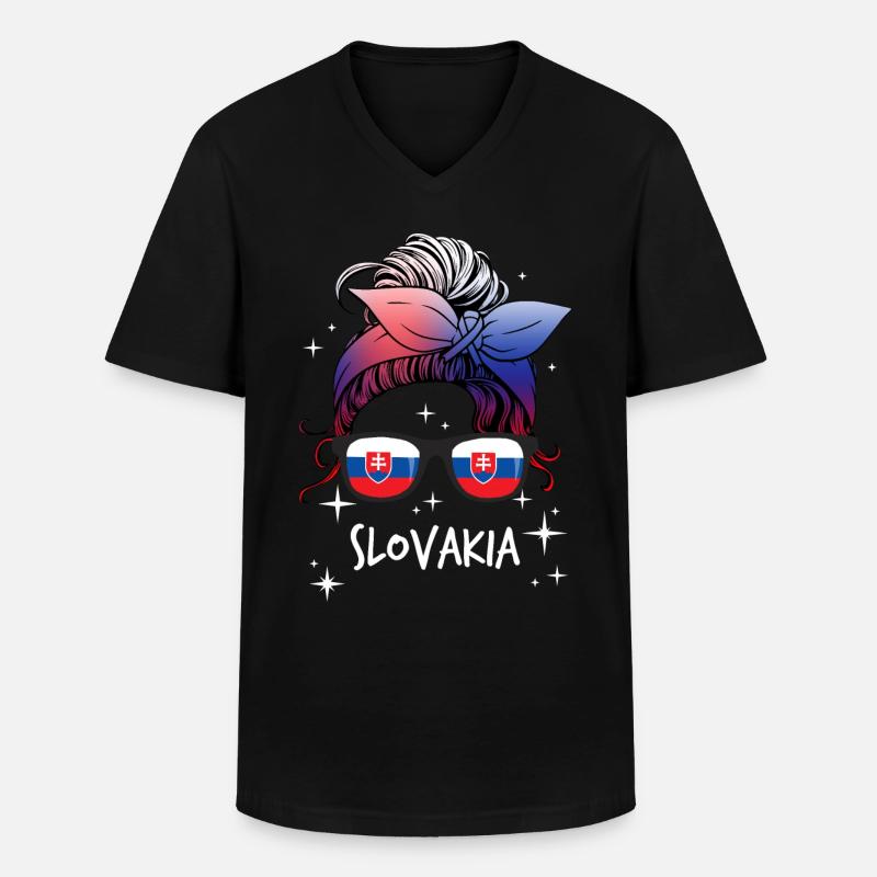 Slowakei - Männer-T-Shirt mit V-Ausschnitt - Schwarz