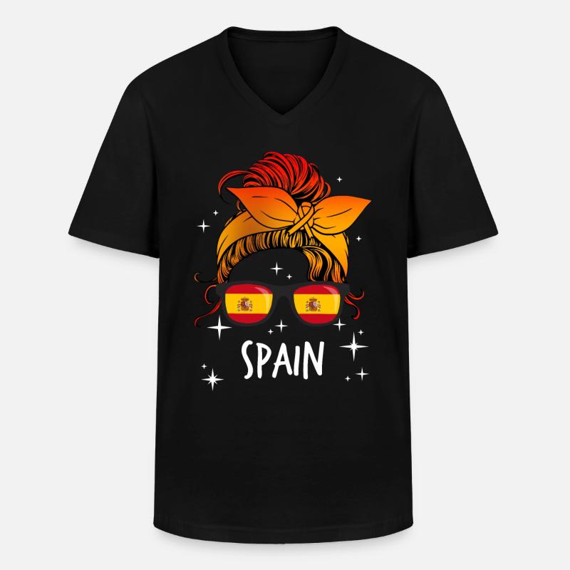 Spanien - Männer-T-Shirt mit V-Ausschnitt - Schwarz