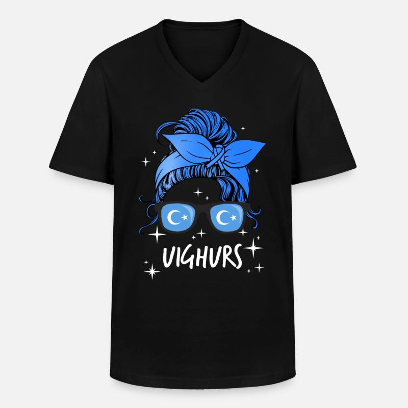 Uiguren - Männer-T-Shirt mit V-Ausschnitt - Schwarz
