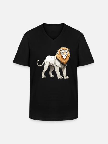 Löwe Tier - Männer-T-Shirt mit V-Ausschnitt - Schwarz