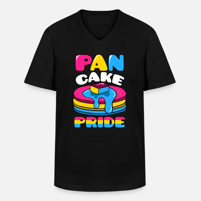Pan Cake Pride Pansexual - Männer-T-Shirt mit V-Ausschnitt - Schwarz