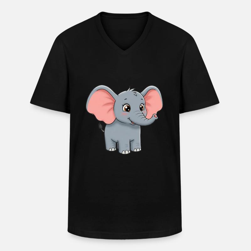 Tier Cartoon Elefant - Männer-T-Shirt mit V-Ausschnitt - Schwarz